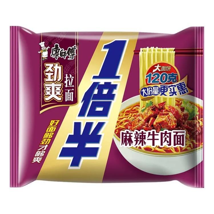 康师傅一倍半麻辣牛肉袋面125g