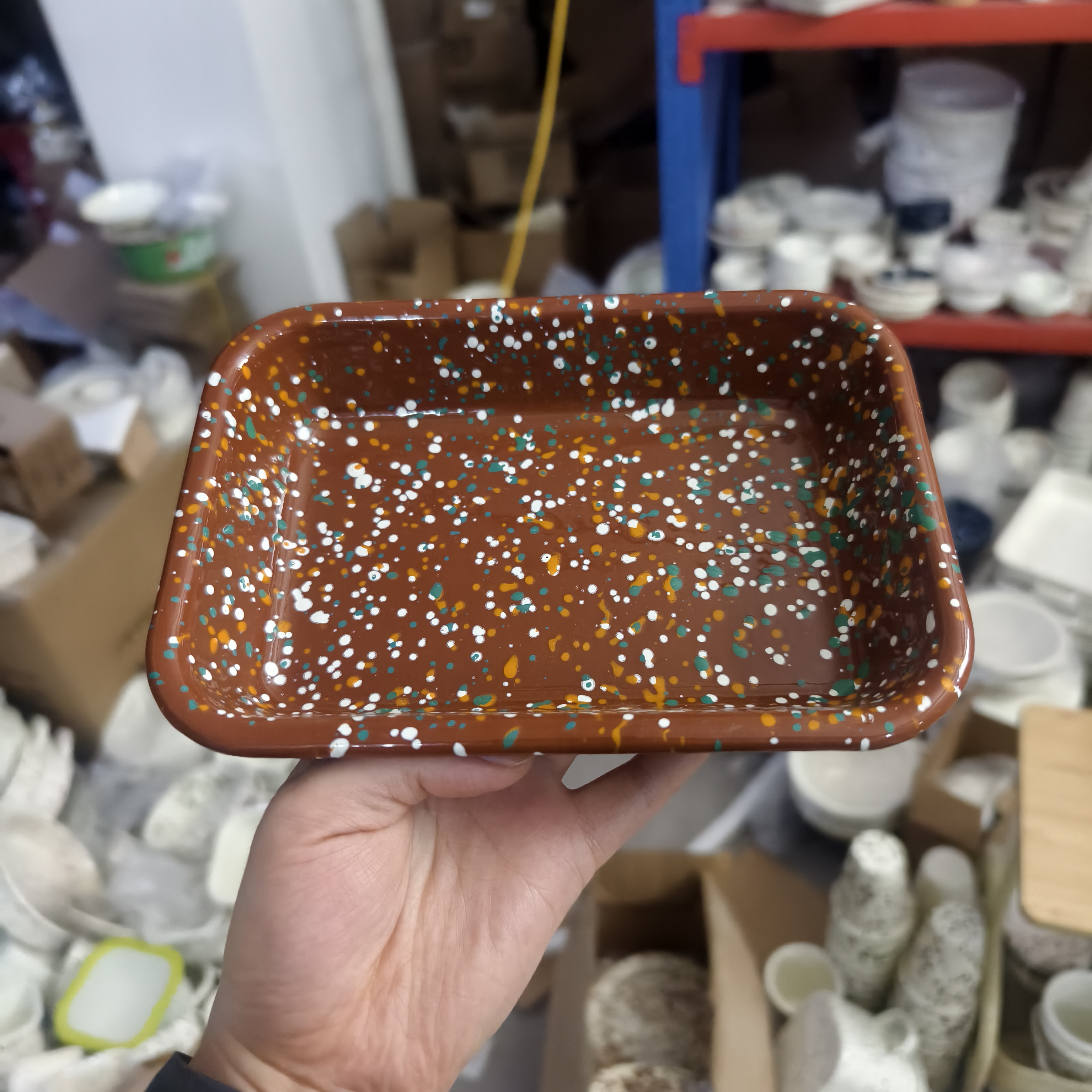 【颜值好物】 日式中号长方形 枫叶棕 家用烤盘 方盘 茶盘