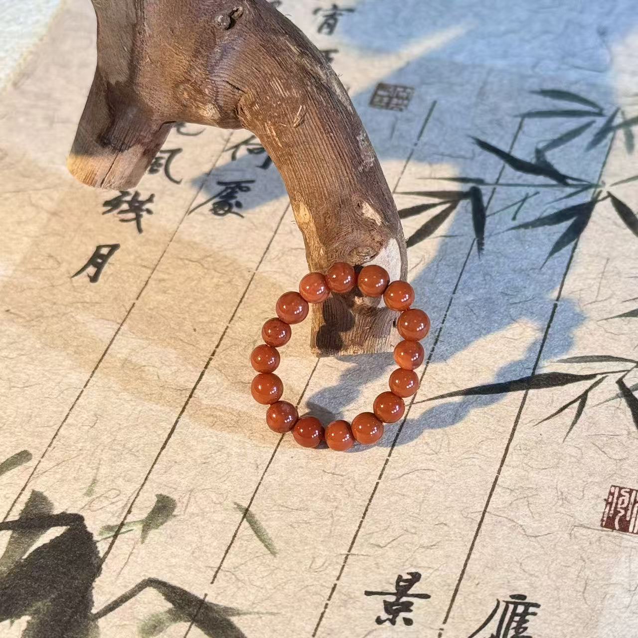 南红素圈戒指