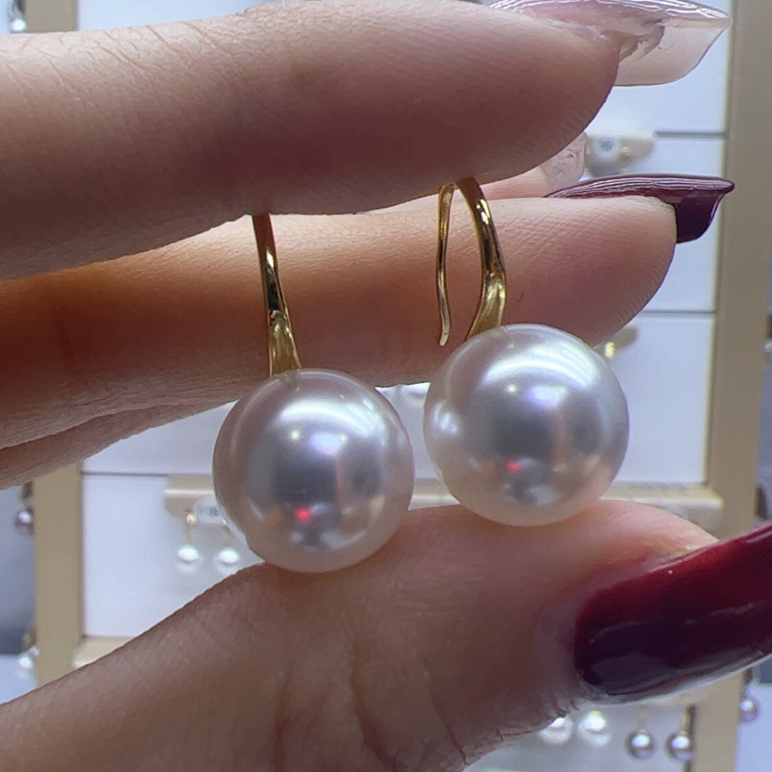 淡水珍珠耳饰18K金镶嵌