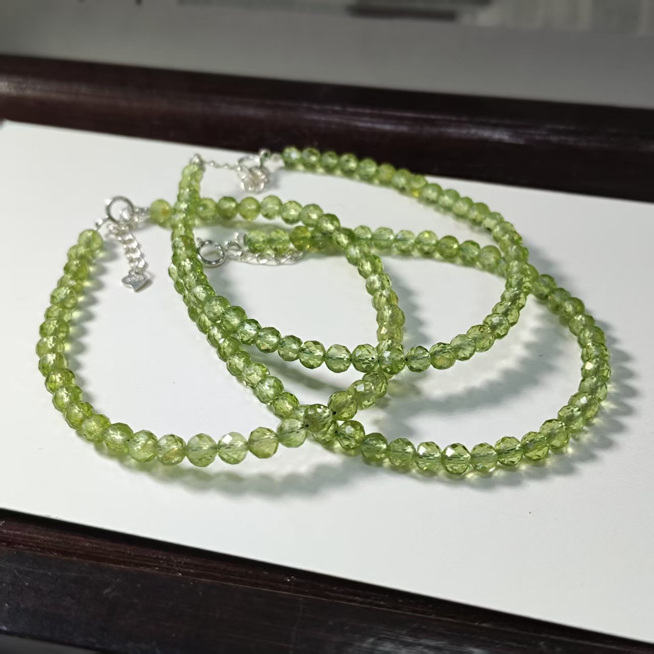 【书记甄选】天然橄榄石单圈手链 多样式发一件 3mm 7411JC