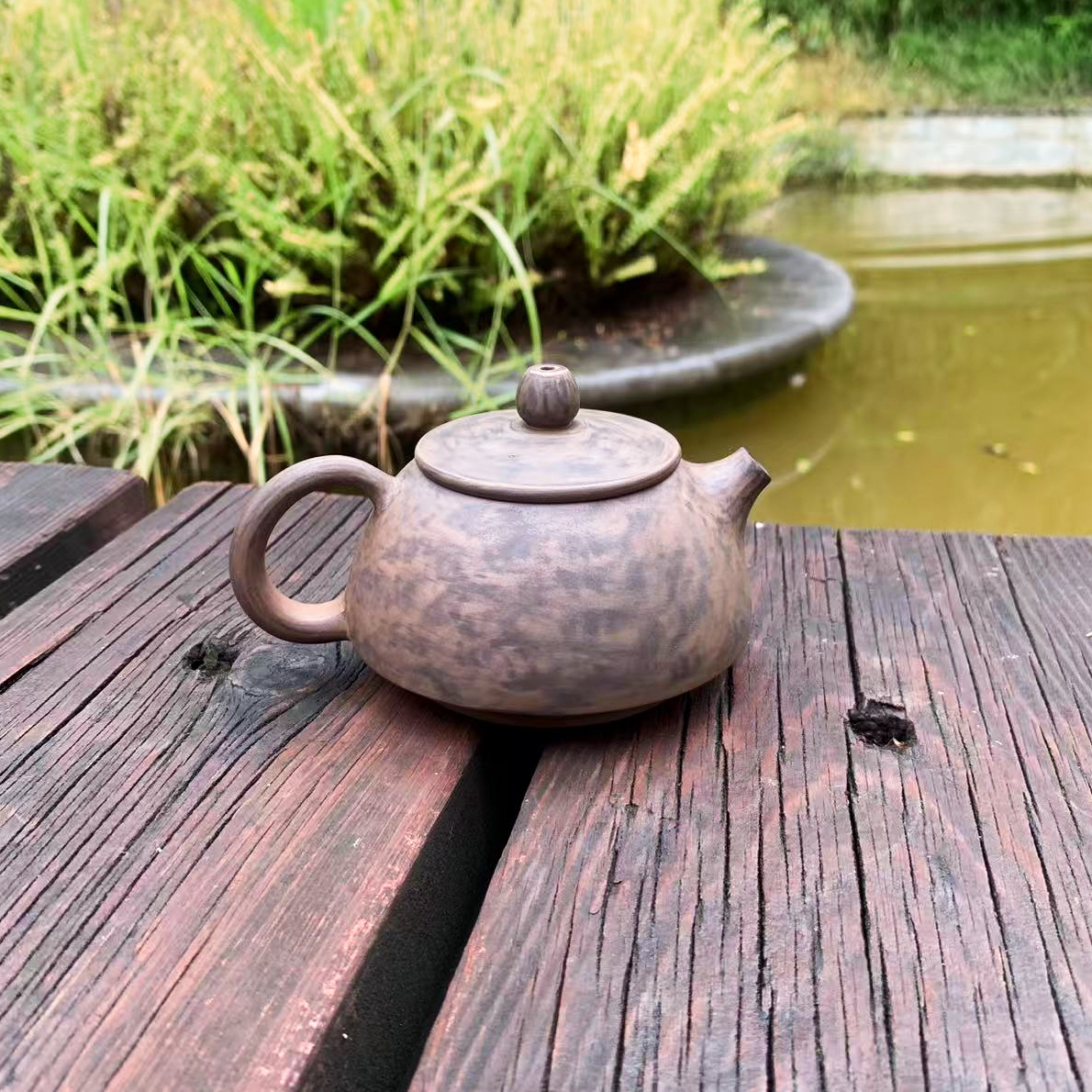 建水紫陶茶壶复古手磨樱桃嘴石瓢壶功夫茶壶陶瓷壶泡茶壶家用单壶