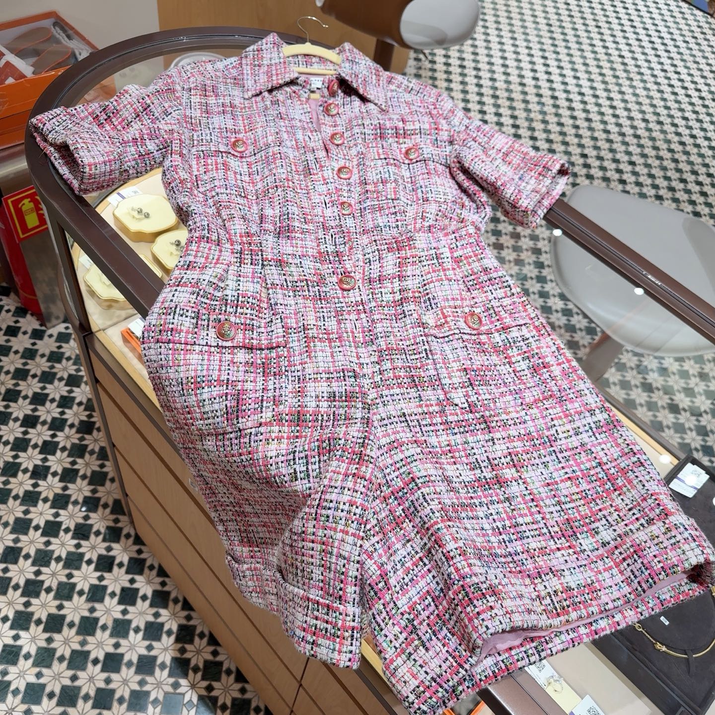 99新 Chanel/香奈儿 彩色粗花呢编织连体裤 40码