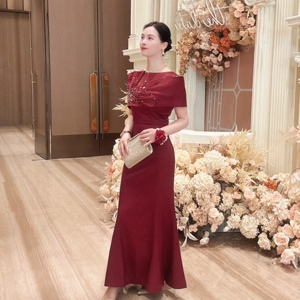 喜妃琳2006喜婆婆喜妈妈婚宴装重工订钻鱼尾修身显瘦宴会酒会礼服