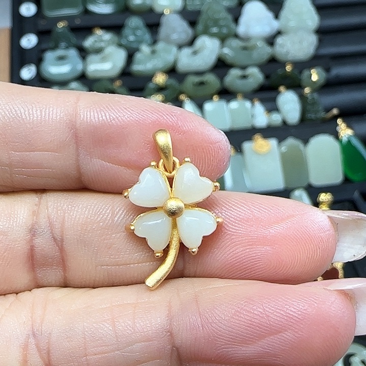 和田玉吊坠(不含链)银S925镶嵌