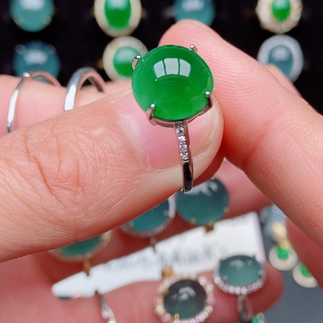 翡翠戒指银S925镶嵌09446840