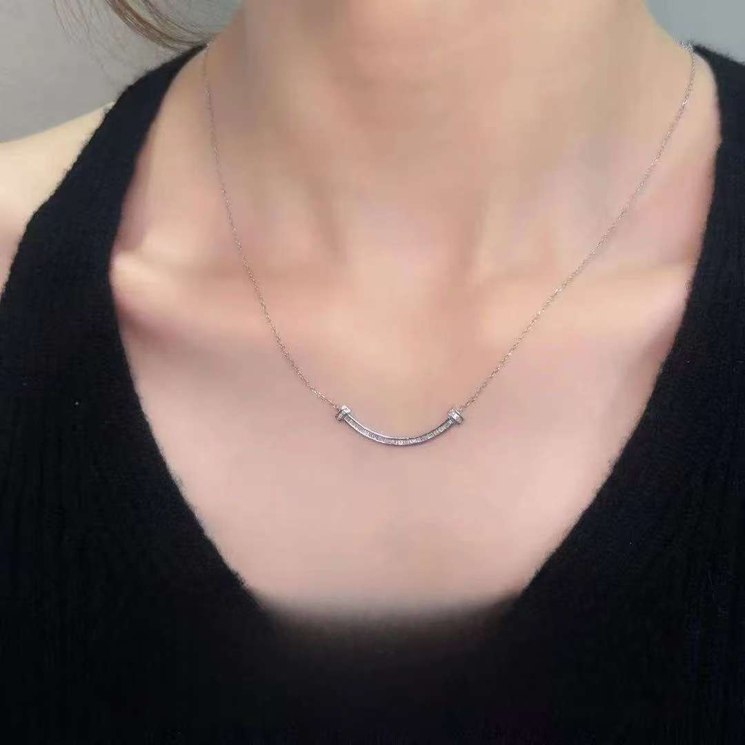 【VC珠宝】0477 重金 梯方微笑项链 轻奢时尚精致百搭锁骨链 ZSXL