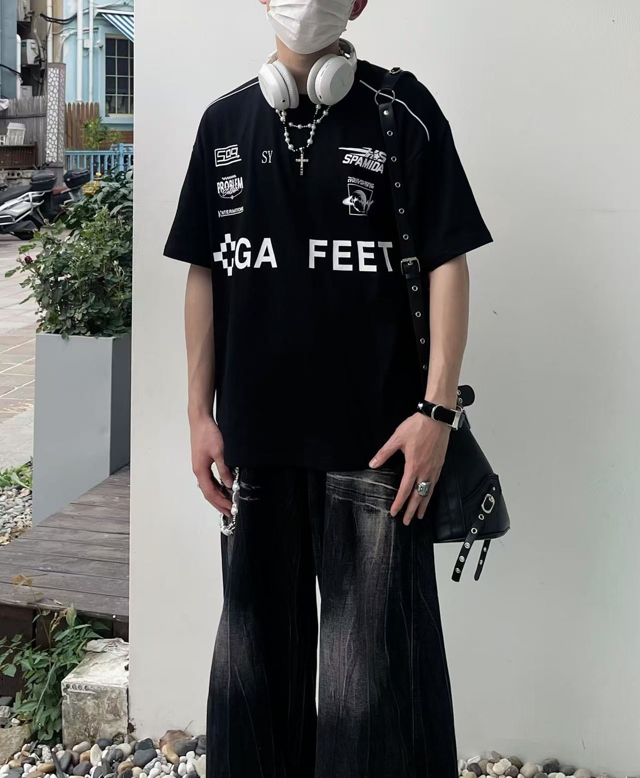 夏季冰感挺阔痞帅轻奢男装百搭休闲圆领港风ins透气速干T恤