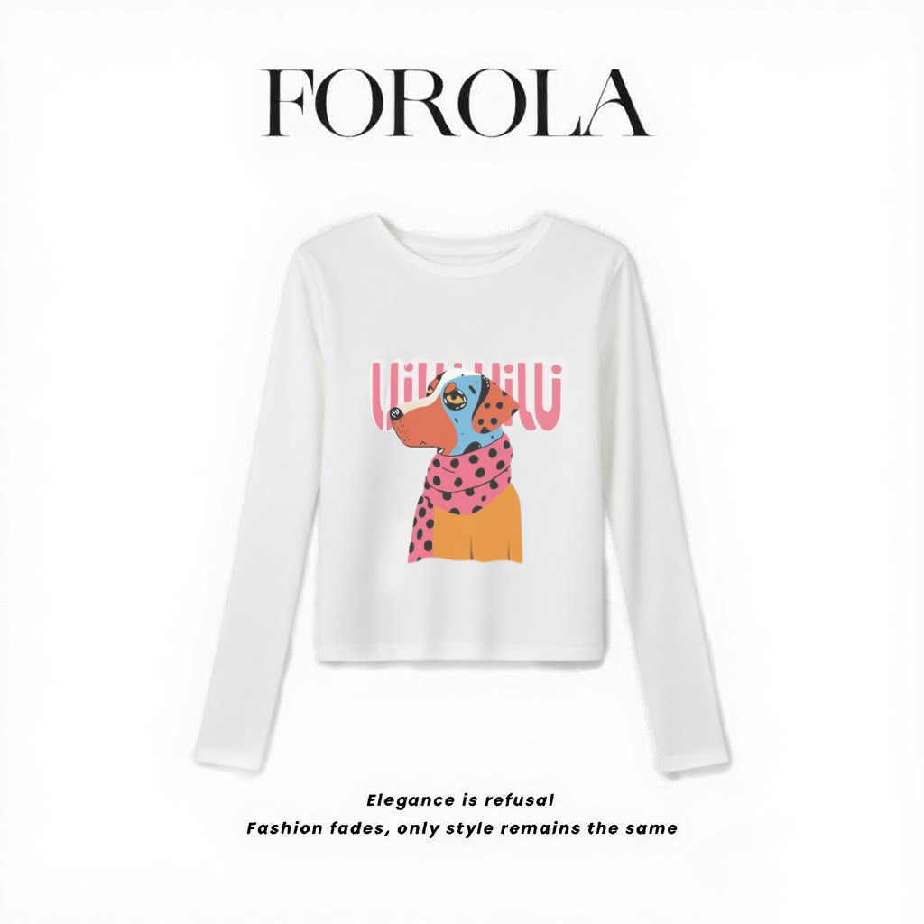 FOROLA 『卡通虎』2025设计师新款女长袖打底印花CC25439