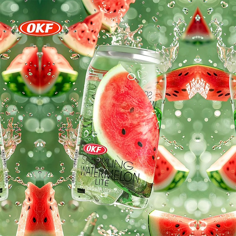 OKF西瓜味气泡碳酸饮料高颜值网红汽水罐装