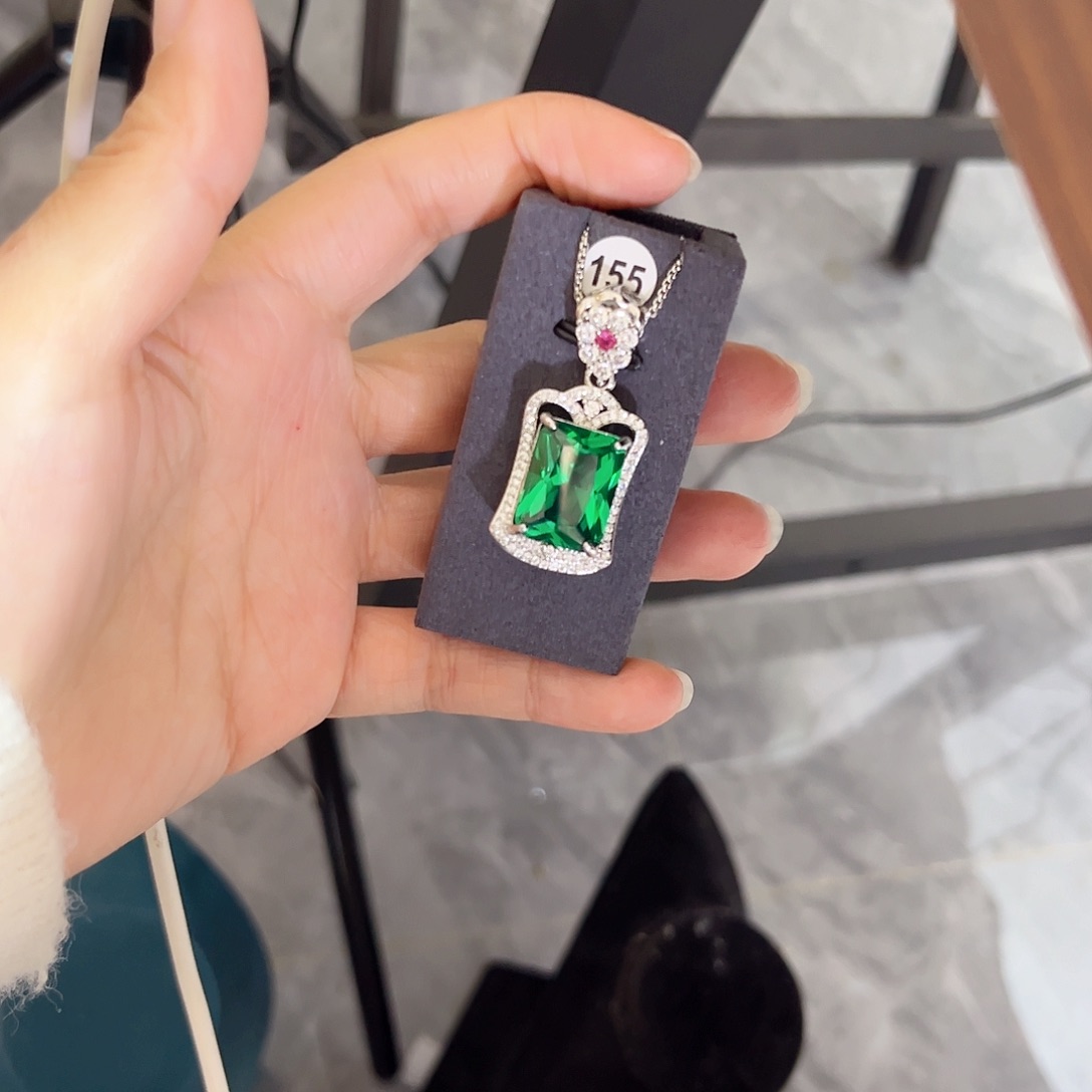 颈饰银S925镶嵌祖母绿