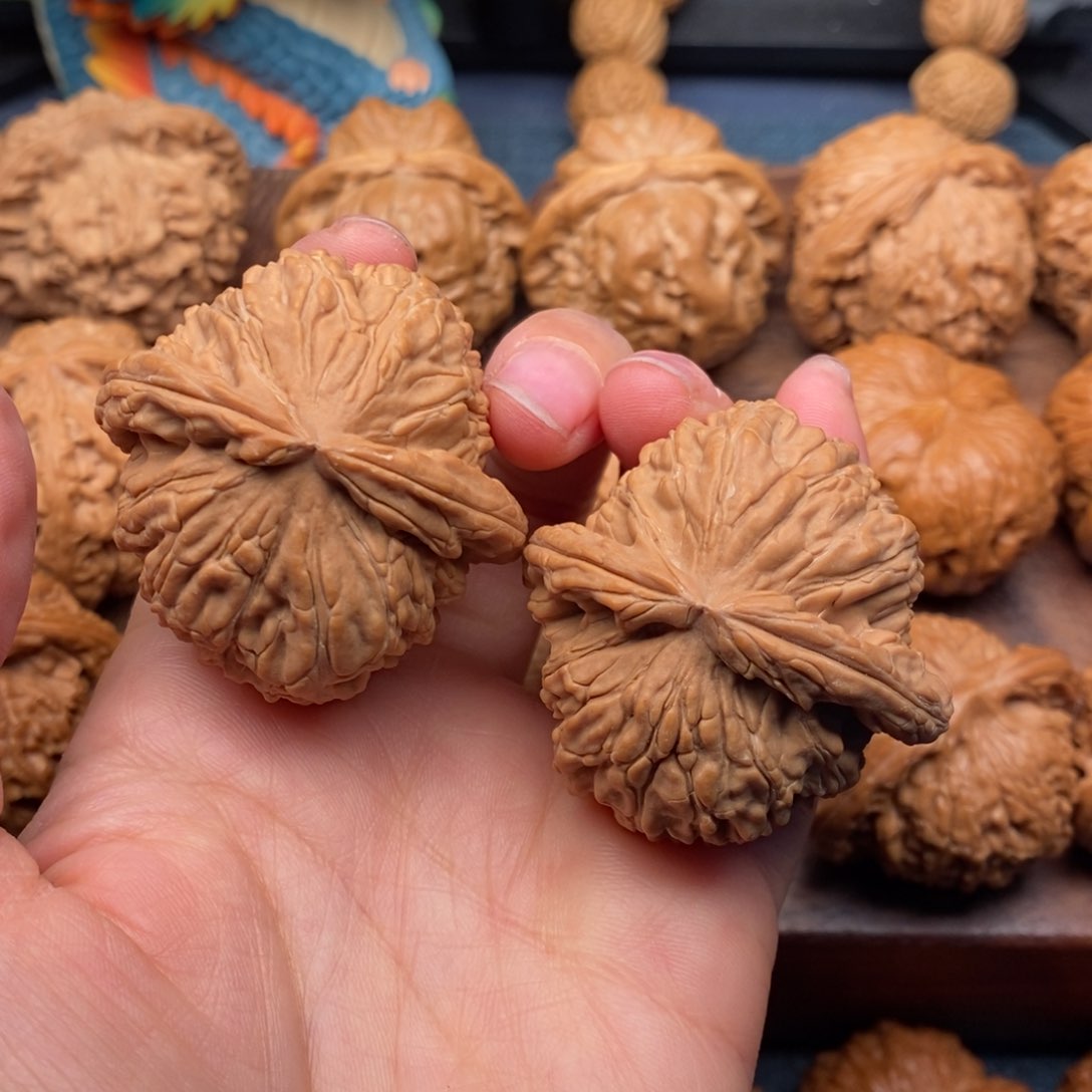 文玩核桃把件43全品球白