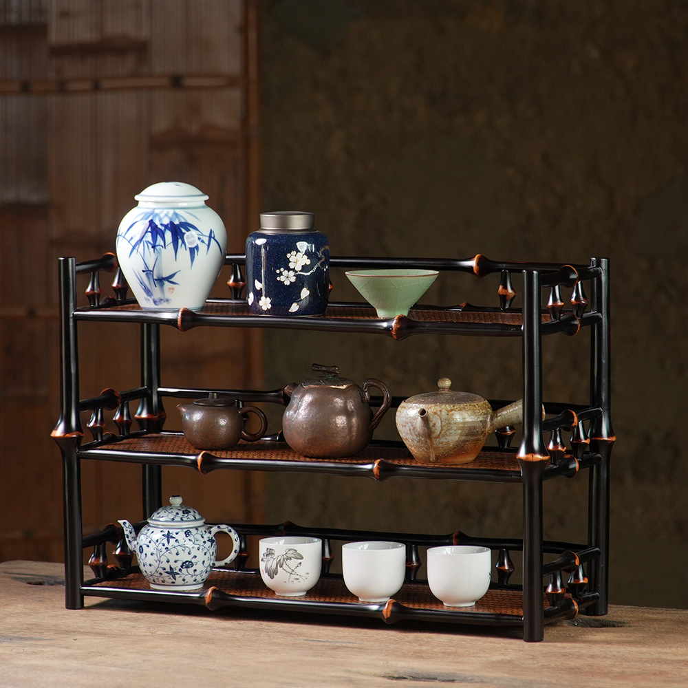 （大可）50茶架/东方竹筠/原创非遗/手工竹编/筇竹/茶道配件/茶周边