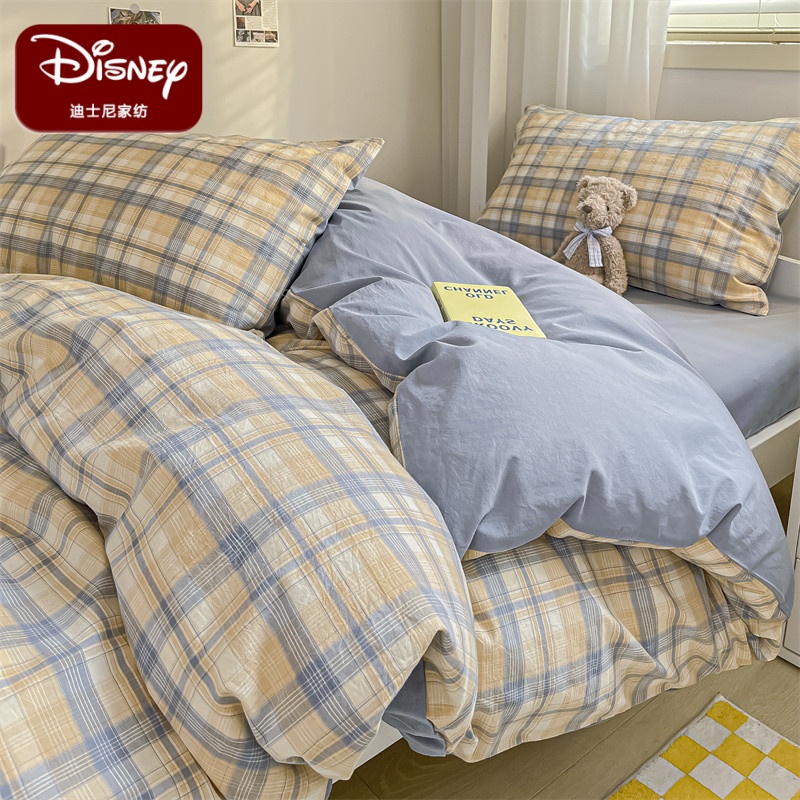 迪士尼新款水洗棉纯棉四件套被套床单床笠家用学生宿舍纯棉三件套