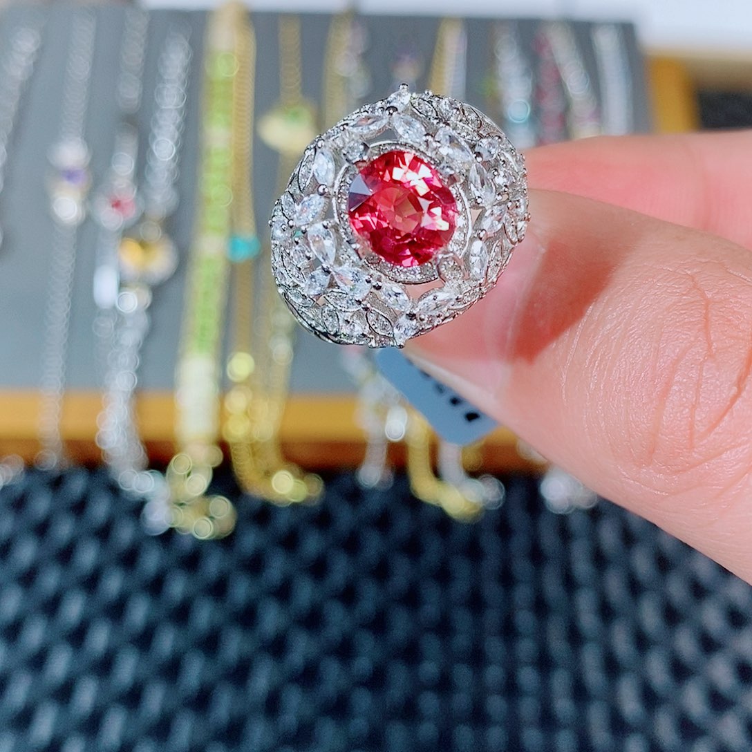 碧玺银S925镶嵌戒指