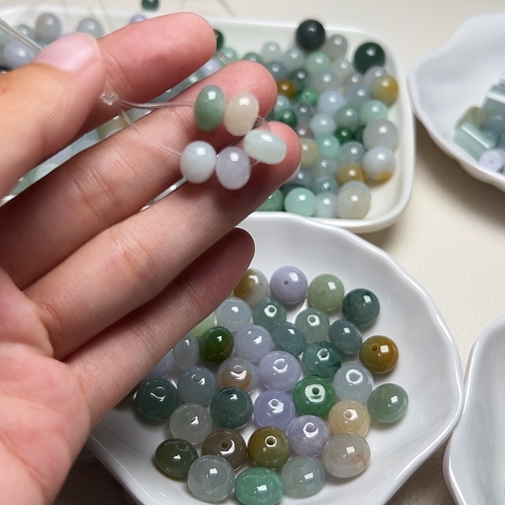 翡翠散珠卡8古珠5颗