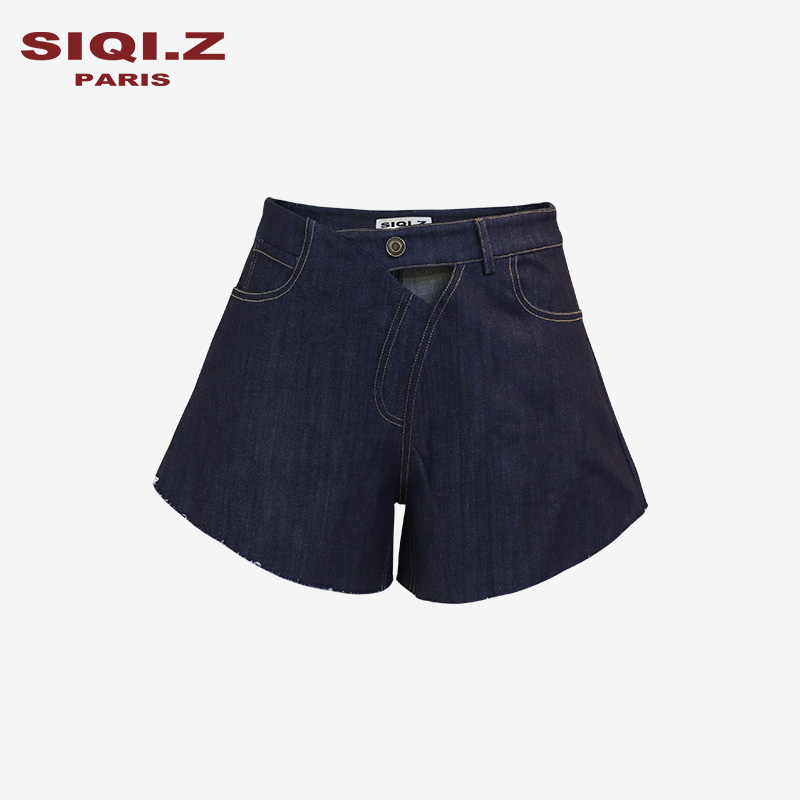 SIQI.Z 蓝色流苏牛仔短裤