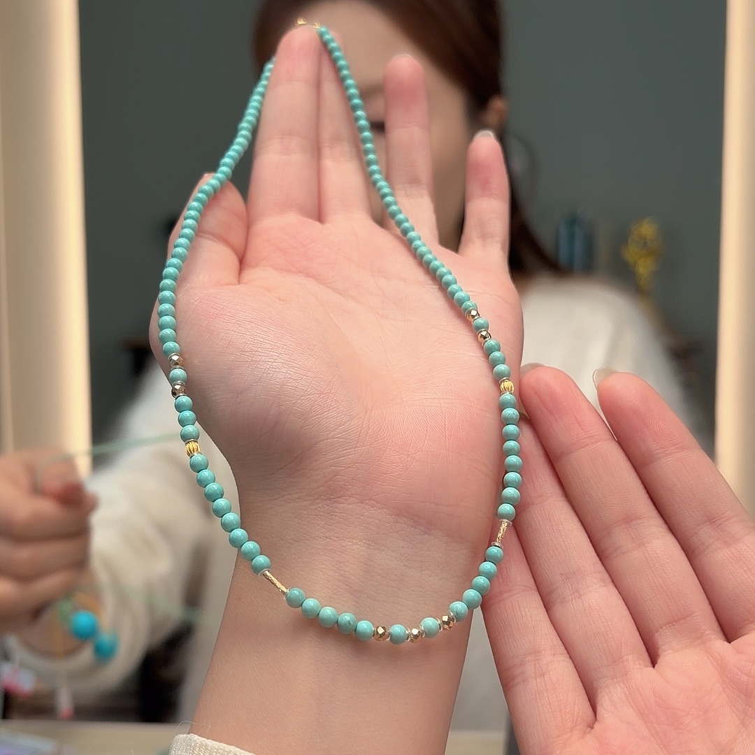 绿松石18K金镶嵌颈饰