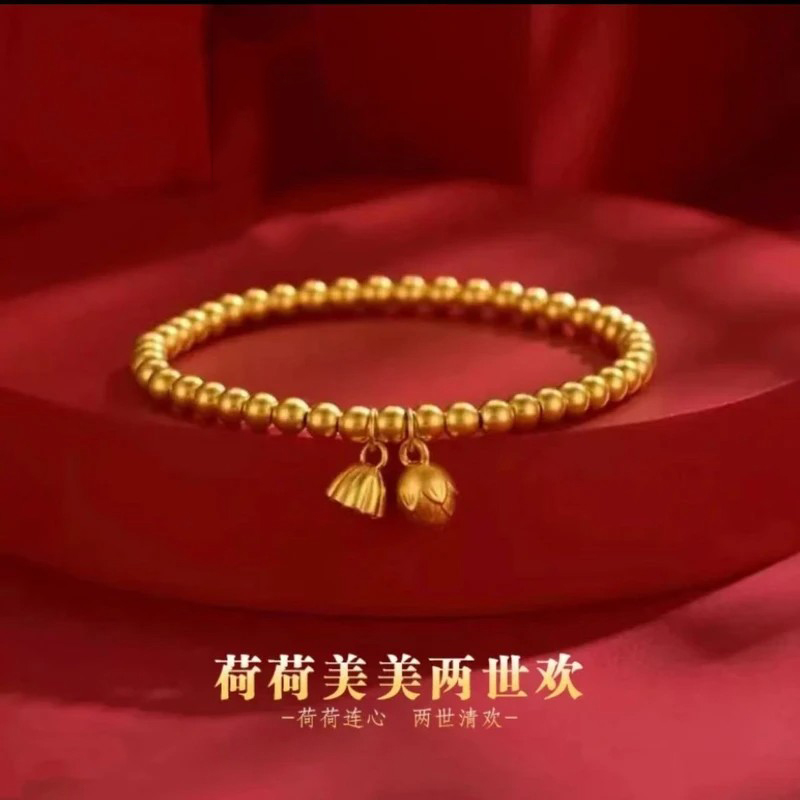 铜合金手链 莲蓬莲心古色古香古风两世欢同心弹力手串闺蜜手链