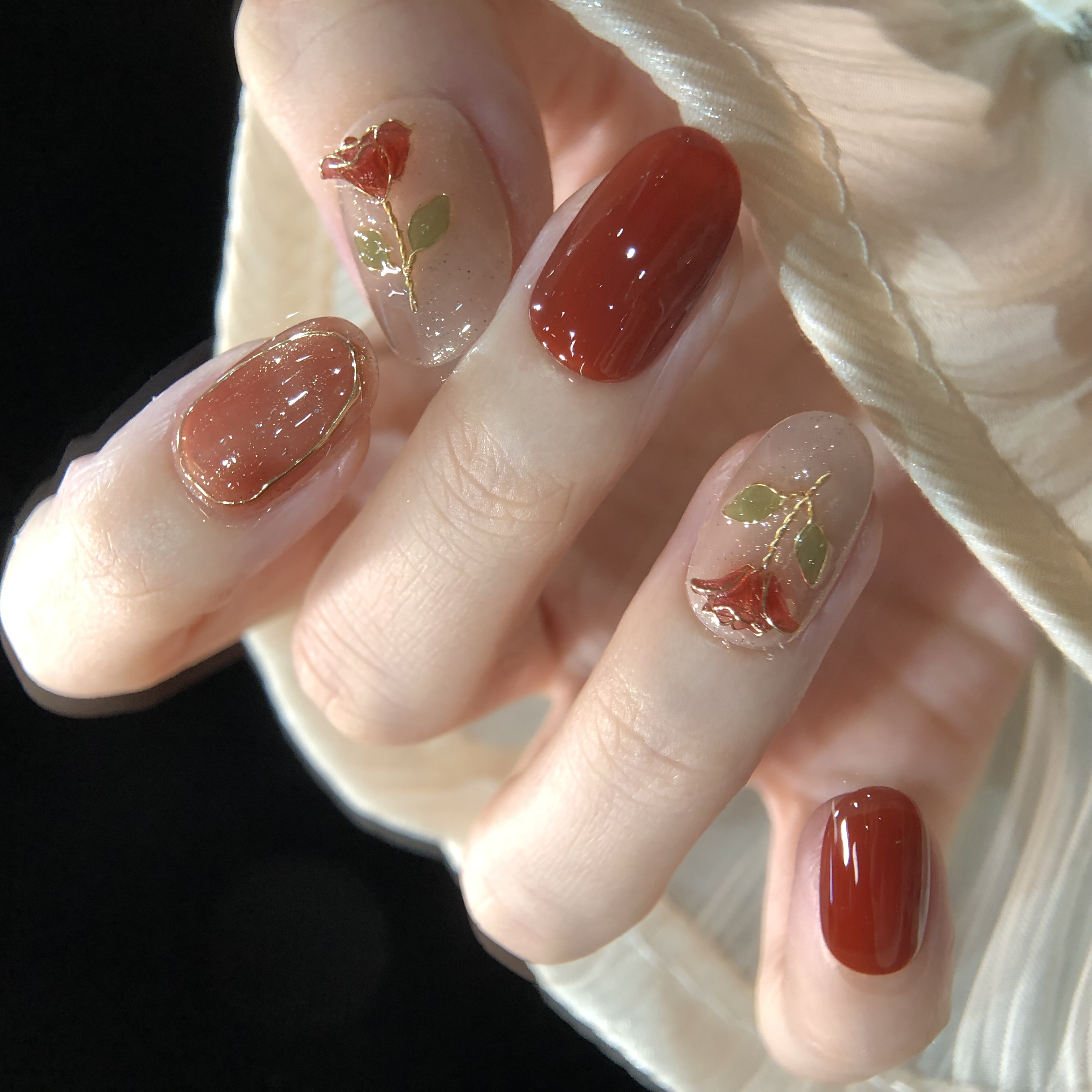 喵公子 【玉脂浓妆】【非遗掐丝重工款】纯手工穿戴甲可拆卸美甲光疗