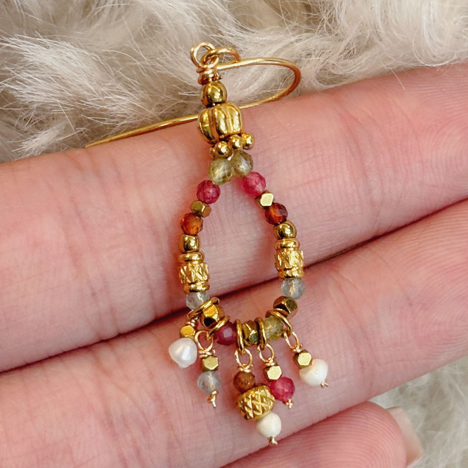 非金属仿珍珠耳饰  钱美西 复古串珠耳环新款高级感耳饰女