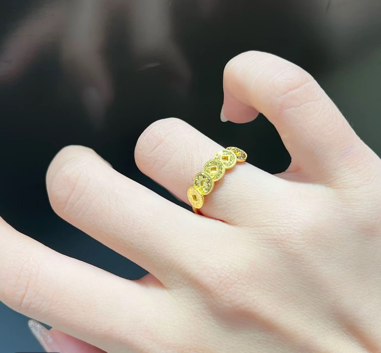 足金999.9五帝钱戒指3.75