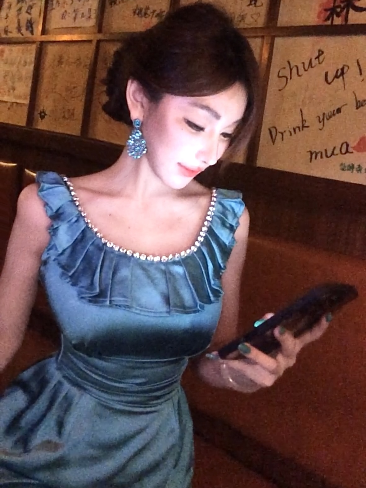 WW定制「浅蓝序曲」法式轻奢气质纯欲修身显瘦收腰洋气连衣裙