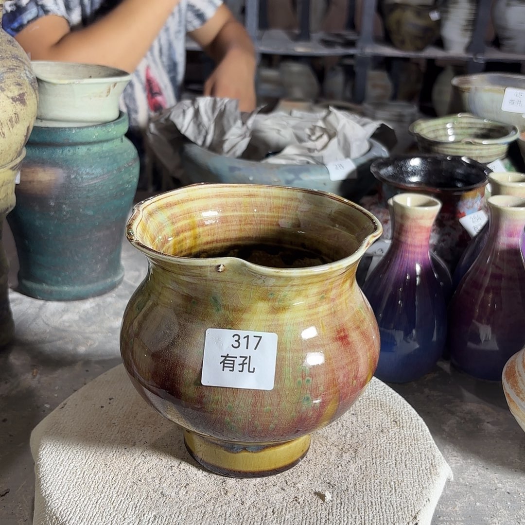 摆件高16，口14、有孔317