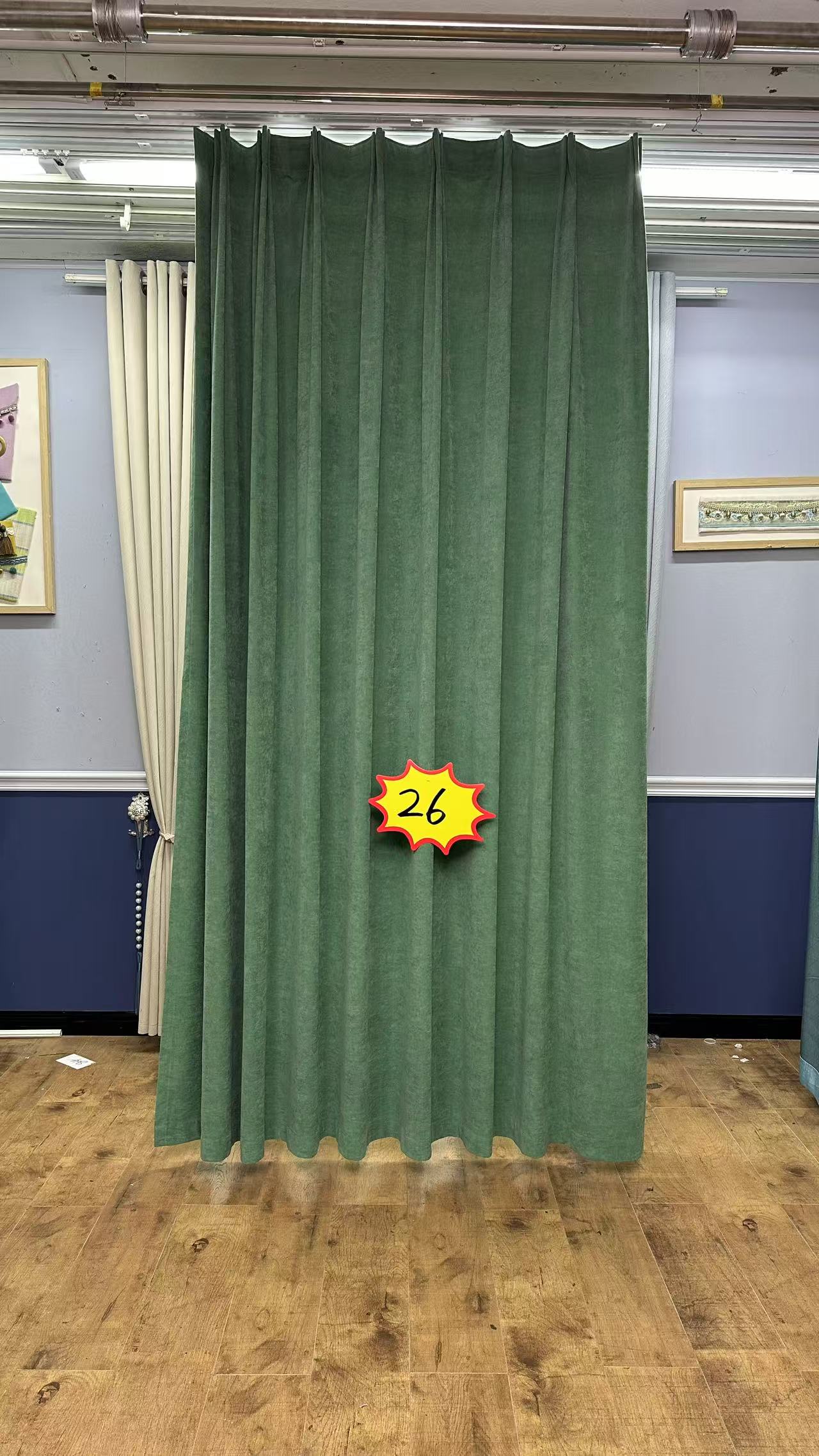 26号新款卧室遮阳挂钩式飘窗客厅遮光成品窗帘