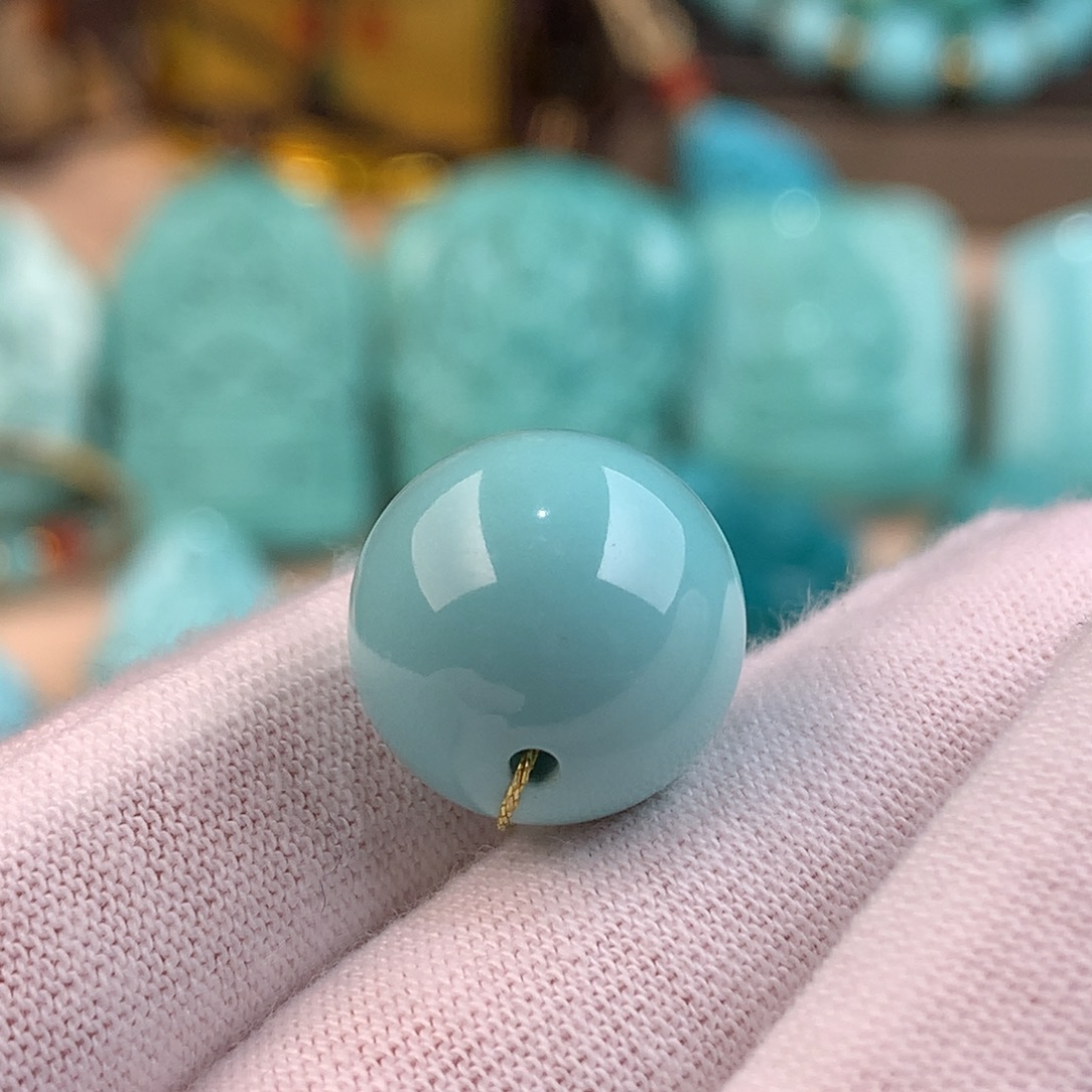 绿松石未镶嵌圆珠卡14.5