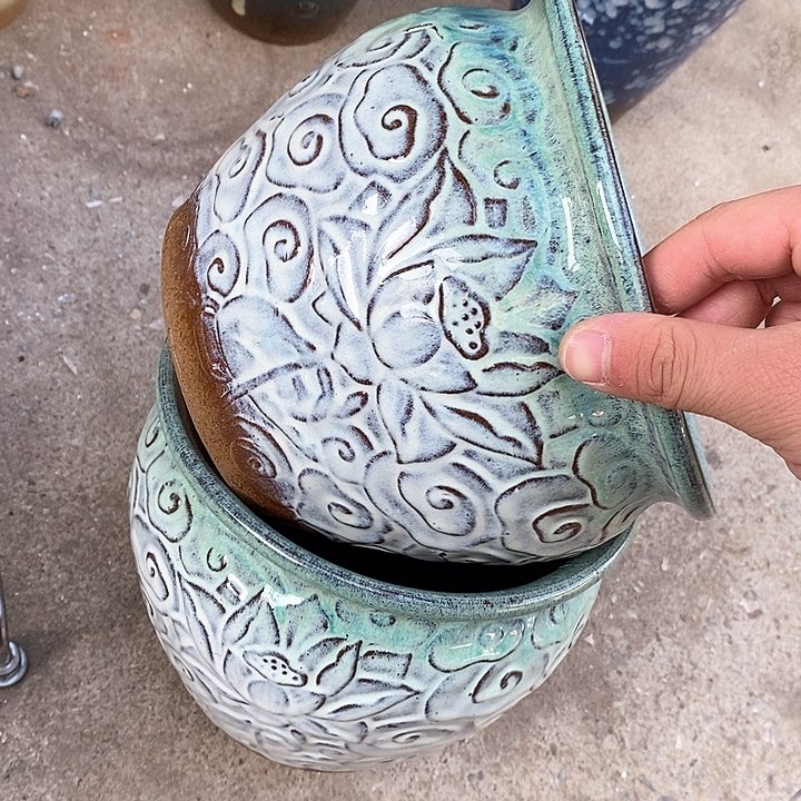 紫砂花盆瑕疵口20高16瑕疵