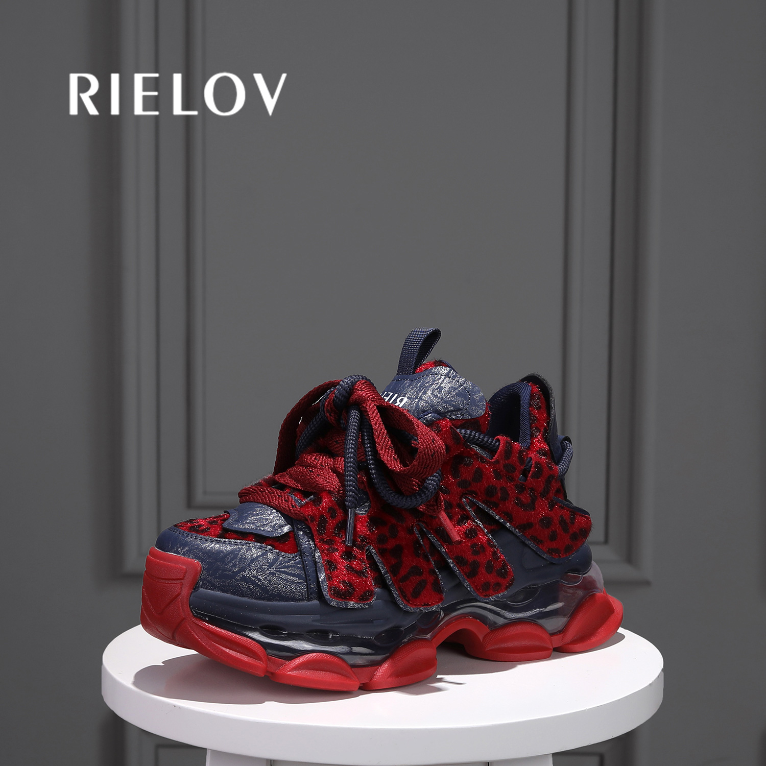 RIELOV【美拉德豹纹】增高8cm时尚潮流百搭女士休闲鞋25237