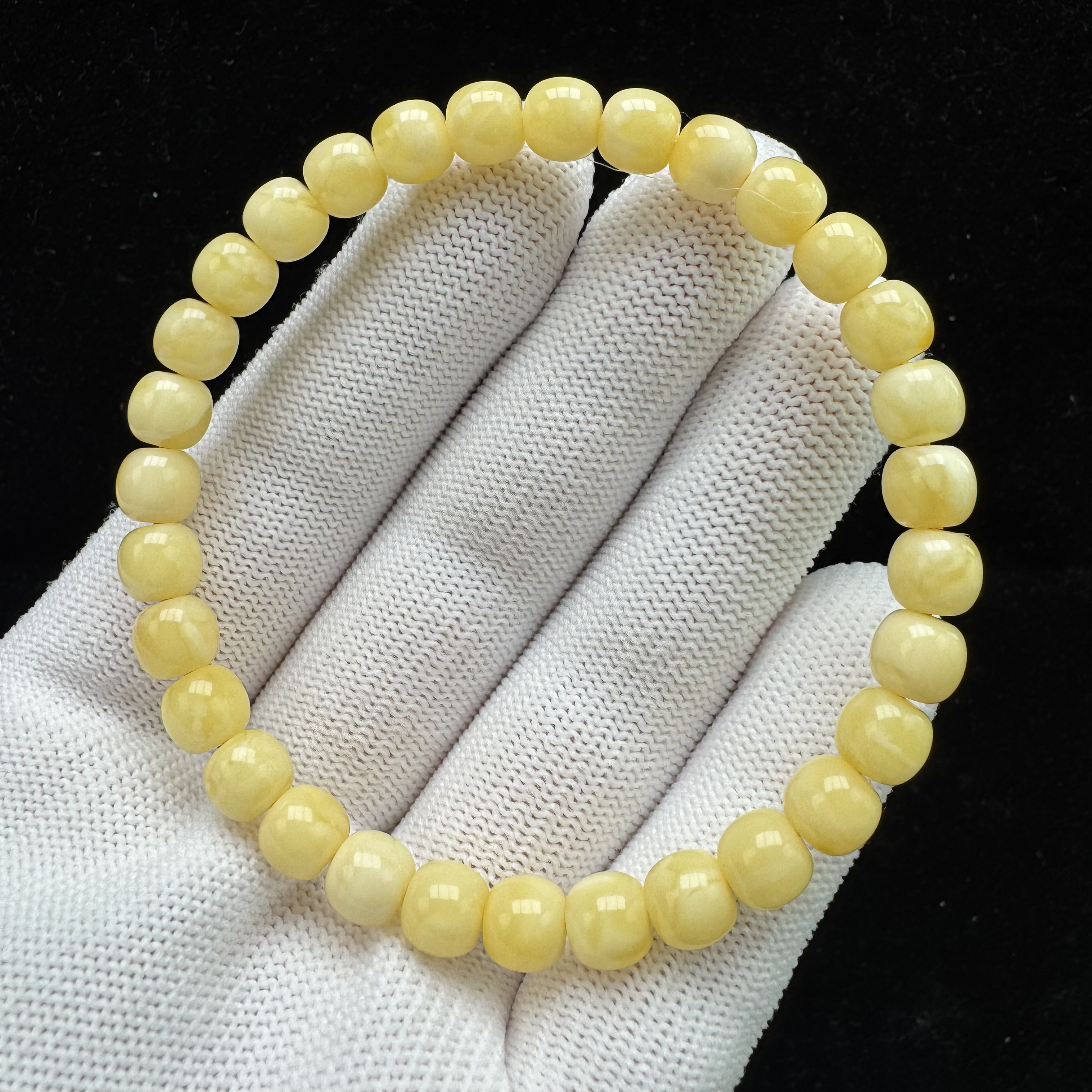 R3024天然蜜蜡制品 俄料花蜡单圈手串6.6x6.2mm5.2克抖音基地质检