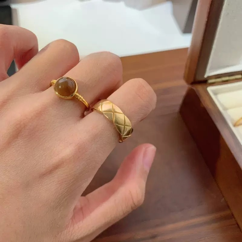 天然和田玉且末糖圆形戒指s925银镶嵌复古小众设计可调节美拉德风