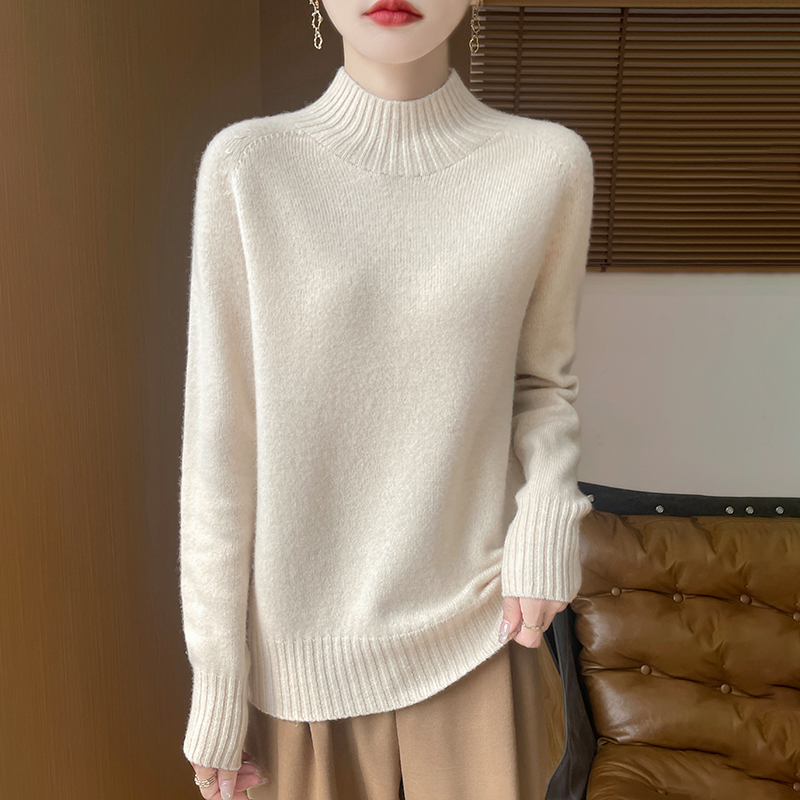 新款7针加厚针织衫女厚款不挑人纯色高领毛保暖半高领百搭打底衫