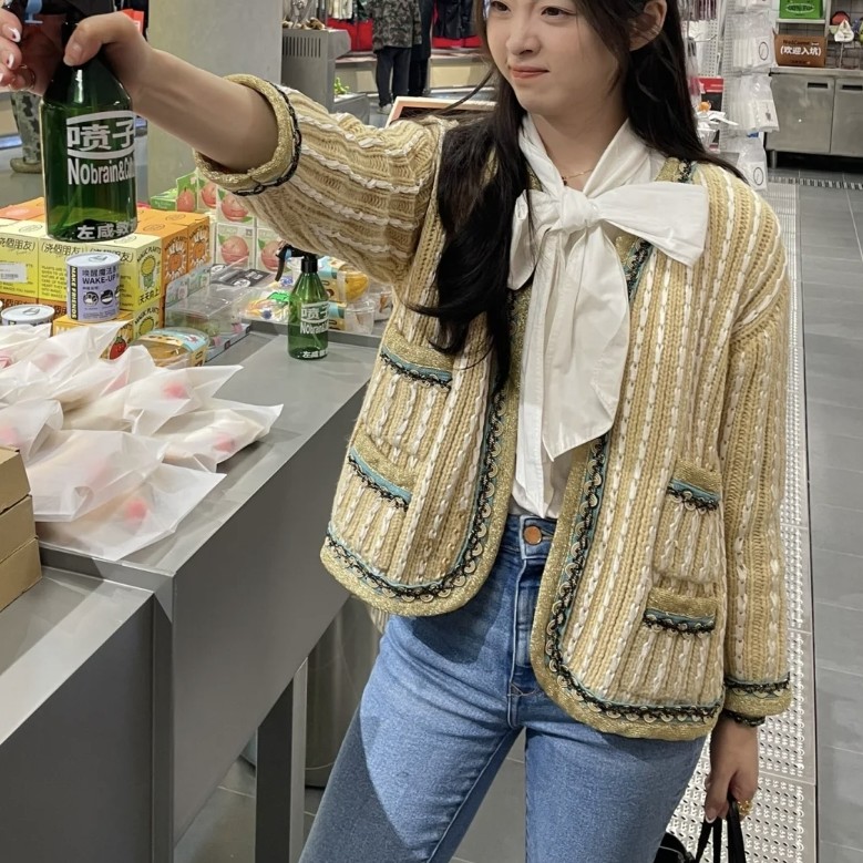 99新 GUCCI/古驰 米色针织羊绒开衫外套 S码 GM001659