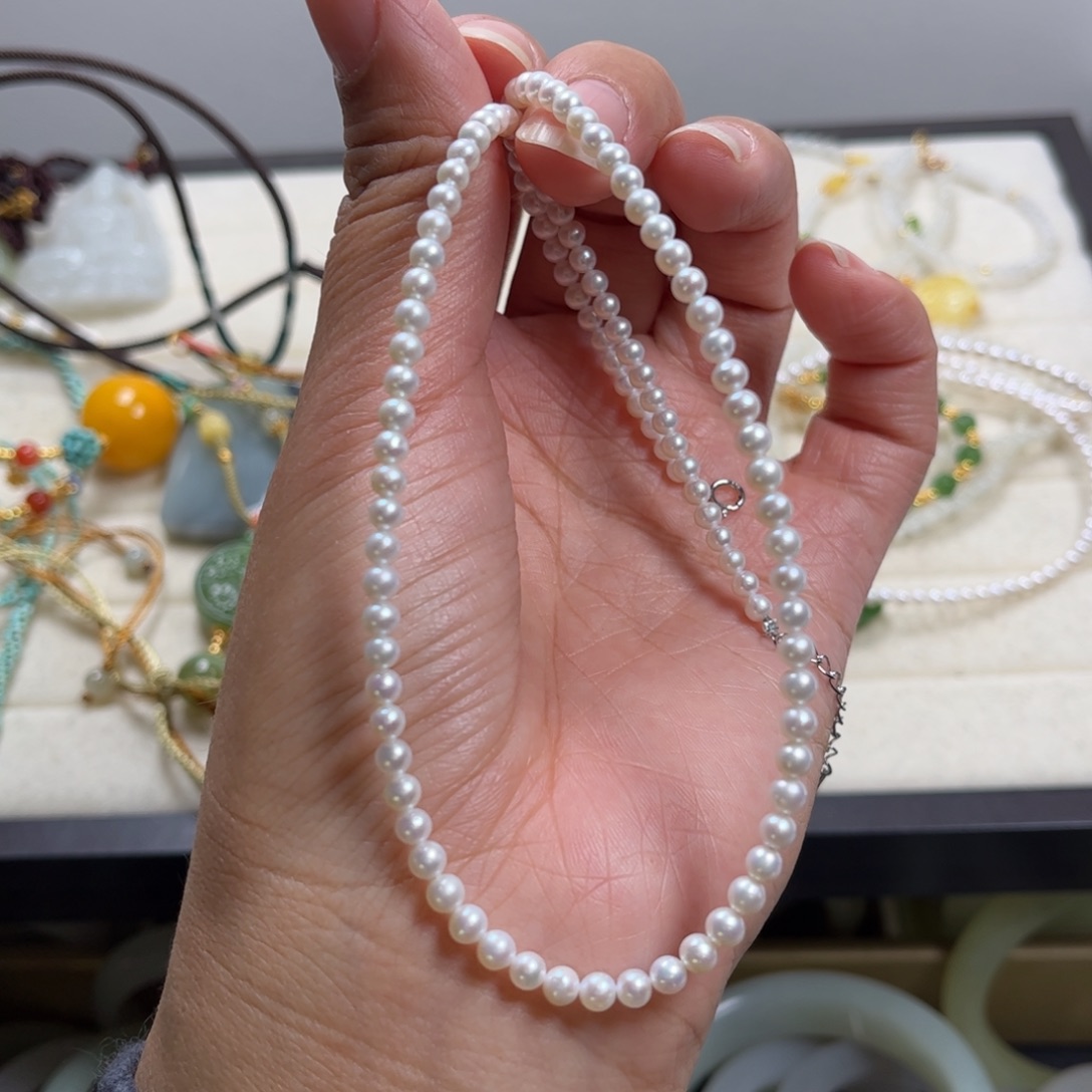 文***文项链淡水珍珠银S925镶嵌