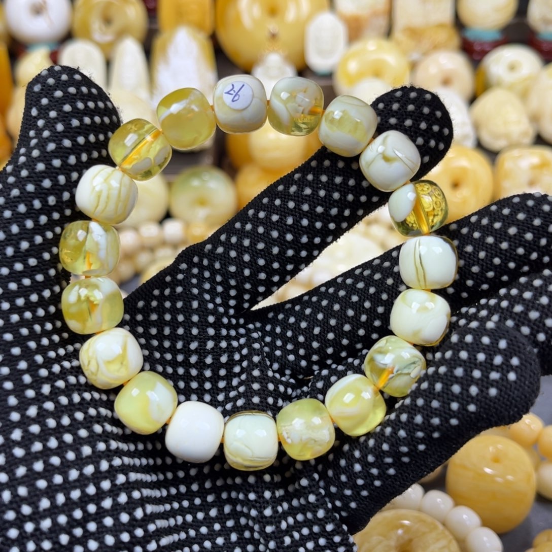 琥珀未镶嵌手串同料老邢手串12mm