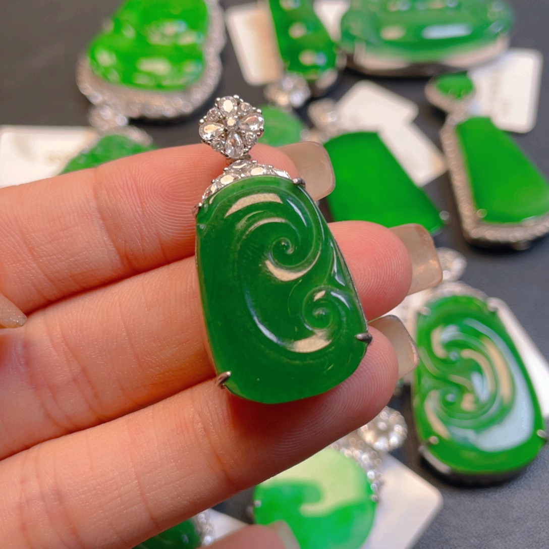 翡翠银S925镶嵌吊坠(不含链)