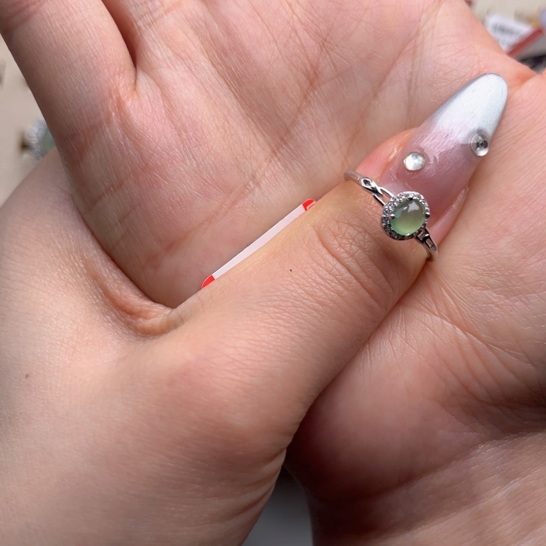 翡翠戒指银S925镶嵌65588