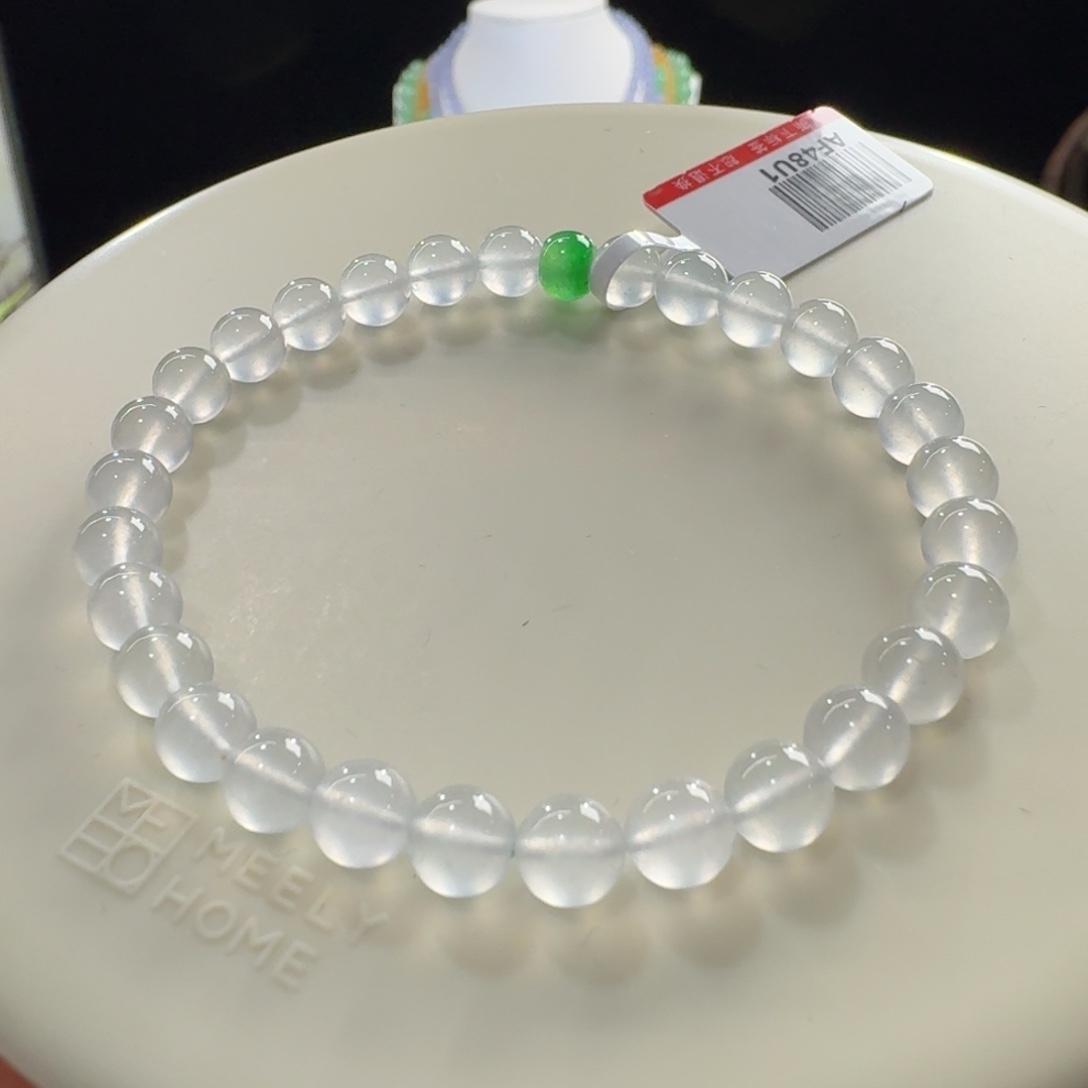 翡翠未镶嵌手链玻璃白钢单圈6.1mm