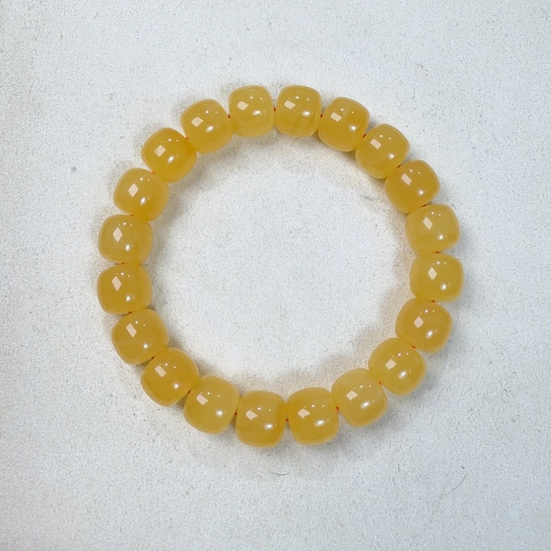 手链蜜蜡未镶嵌12+焦皮料鸡油红精工老型手串