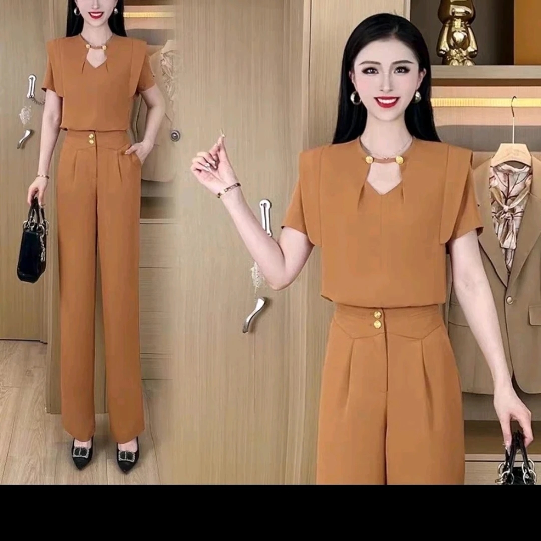 20时尚夏季女装短袖阔腿裤高腰休闲套装洋气显瘦减龄