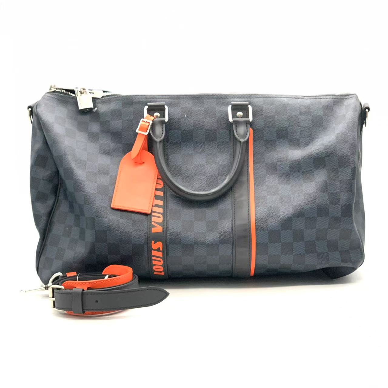 95新 LouisVuitton/路易威登 蓝棋盘格kp45旅行包/