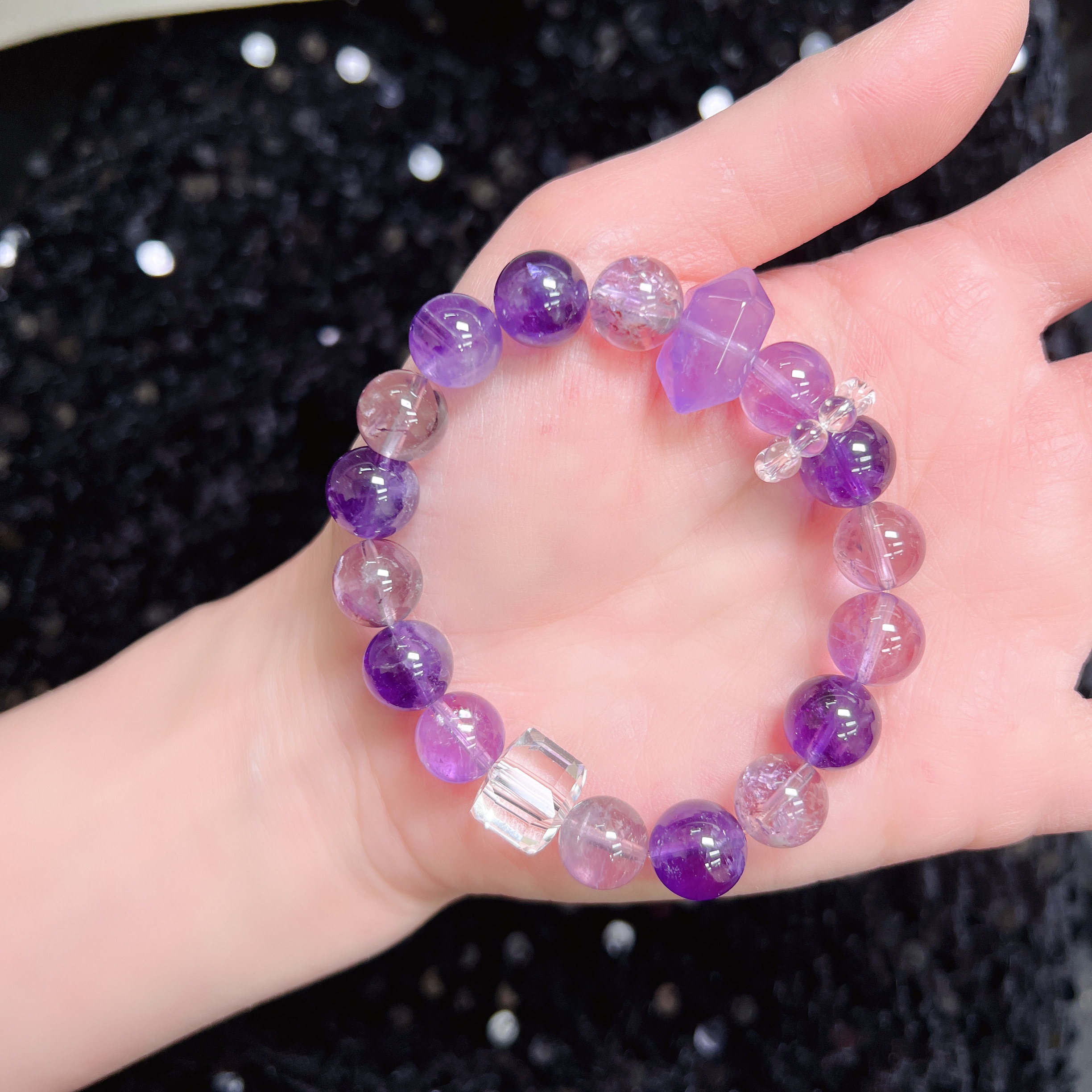 【九紫离火】天然紫水晶手链 女神原创手串紫色单圈气质时尚