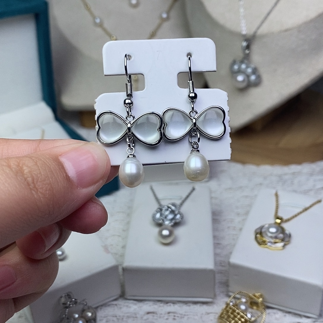 淡水珍珠耳饰银S925镶嵌
