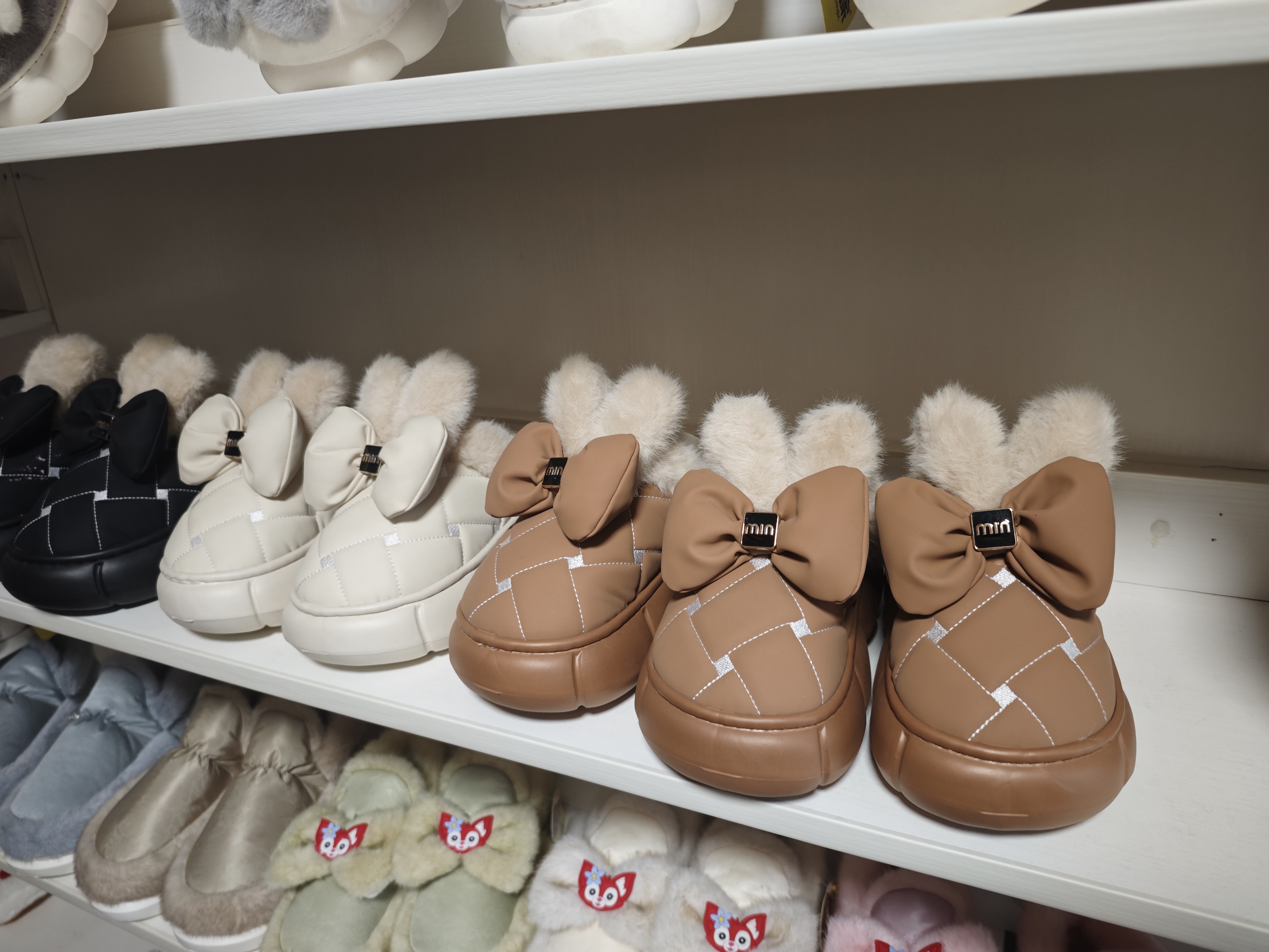 女款包跟防水防滑厚底加绒蝴蝶结冬季棉鞋