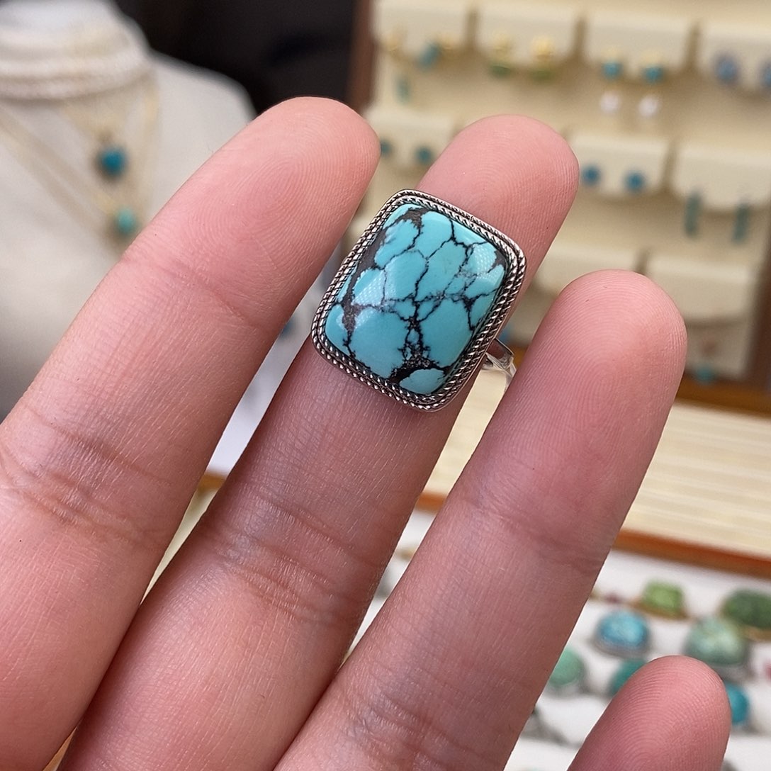 绿松石戒指银S925镶嵌