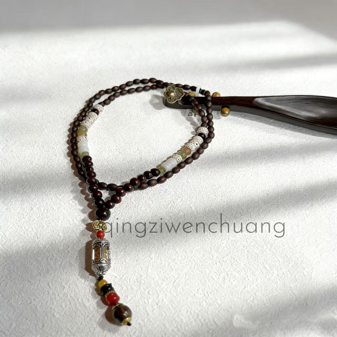 DA 1217-双色箴言花梨木毛衣链（无礼盒）