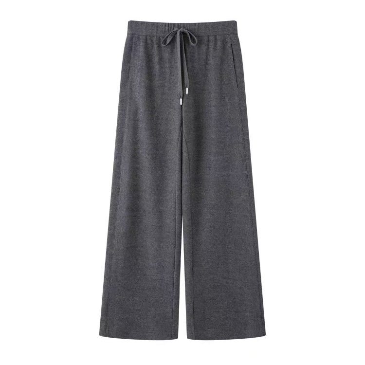 -通勤风高腰抽绳阔腿裤女2025冬季新款系带运动休闲长裤4111